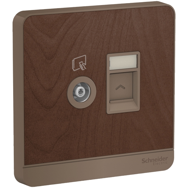 Công Tắc Ổ Cắm AvatarOn - Bộ ổ cắm TV và ổ cắm mạng cat5e màu gỗ