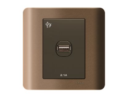 Ảnh của Bộ Ổ Cắm USB 1 Port 2.1A Size 87x87mm Màu Đồng