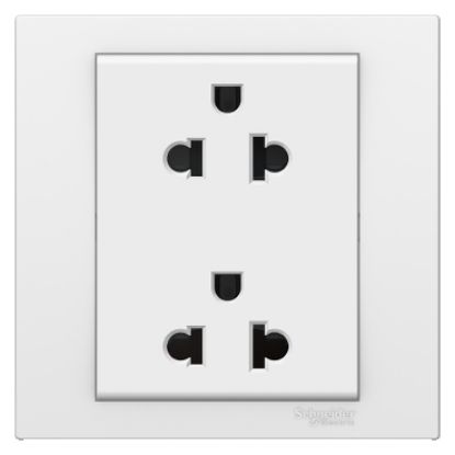 Ảnh của KB426UES2_WE_G19 - Bộ Ổ Cắm Đôi 3 Chấu 16A Size 86x86mm Màu Trắng