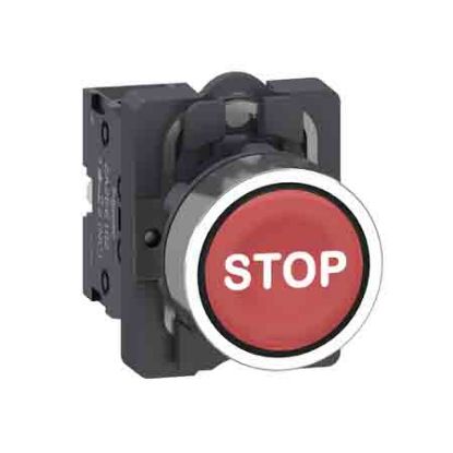 Ảnh của Nút nhấn Schneider XA2AA4342 1NC red gắn nhãn STOP