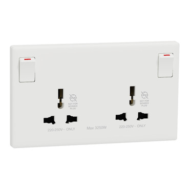 Ảnh của Ổ cắm đôi đa năng Schneider KBNT25_IS_WE 16A có công tắc